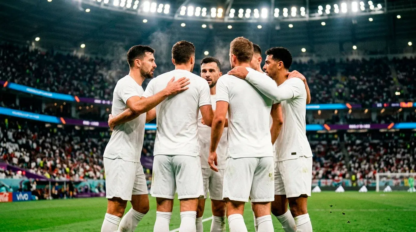New Zealand All Whites players regrouping on the pitch during a 2026 World Cup group stage match